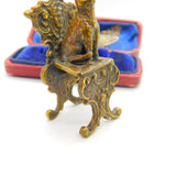 Victorian Cold Painted Vienna Bronze Cat on a Throne Figure Antique c1860