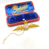 WWII-Era 15ct Yellow Gold & Enamel RAF Sweetheart Brooch Antique c1940