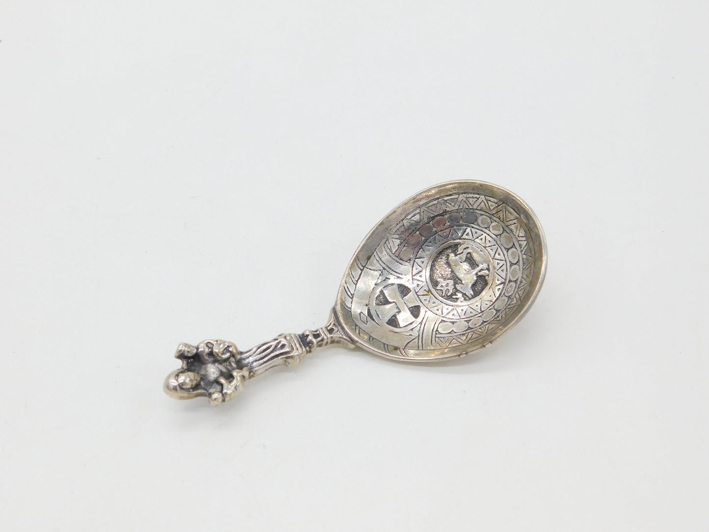 Victorian Norwegian .830 Silver Religious Anointing Spoon Antique c1890