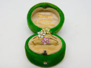 9ct Yellow Gold, Diamond, Amethyst Set Floral Dress Ring Vintage Birmingham