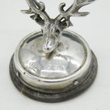 Edwardian Boxed Pair of Sterling Silver Stag Form Menu Holders Antique