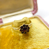 Austrian 14ct Yellow Gold & Bohemian Garnet Cluster Ring Antique c1940 Deco