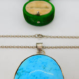 Navajo Style Large Sterling Silver Mounted Turquoise Statement Necklace Vintage