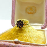 Austrian 14ct Yellow Gold & Bohemian Garnet Cluster Ring Antique c1940 Deco