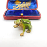 Victorian Cold Painted Vienna Bronze Sitting Frog Figurine Antique c1860