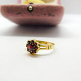 Austrian 14ct Yellow Gold & Bohemian Garnet Cluster Ring Antique c1940 Deco