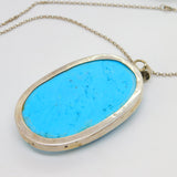 Navajo Style Large Sterling Silver Mounted Turquoise Statement Necklace Vintage