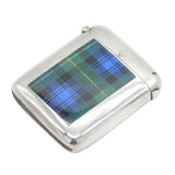 Victorian Sterling Silver & Enamel Clan Gordon Tartan Vesta Case Antique