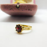 Austrian 14ct Yellow Gold & Bohemian Garnet Cluster Ring Antique c1940 Deco