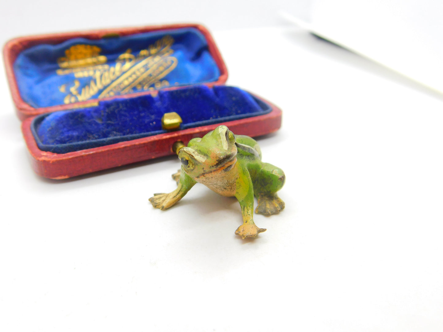 Victorian Cold Painted Vienna Bronze Sitting Frog Figurine Antique c1860