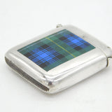 Victorian Sterling Silver & Enamel Clan Gordon Tartan Vesta Case Antique