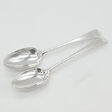 Pair Georgian Sterling Silver Hand Crest Tablespoons 1777 London William Cripps