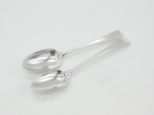 Pair Georgian Sterling Silver Hand Crest Tablespoons 1777 London William Cripps