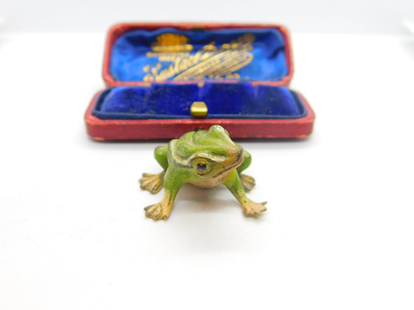 Victorian Cold Painted Vienna Bronze Sitting Frog Figurine Antique c1860