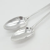 Pair Georgian Sterling Silver Hand Crest Tablespoons 1777 London William Cripps