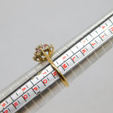 9ct Yellow Gold 6 Ruby & 7 Diamond Cluster Ring Vintage 1987 Birmingham