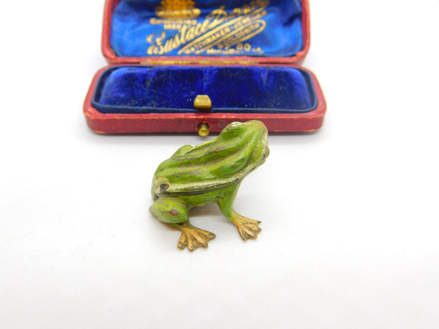 Victorian Cold Painted Vienna Bronze Sitting Frog Figurine Antique c1860