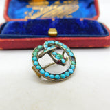 German .800 Silver & Pave Set Turquoise Coiled Snake Brooch Antique c1920 Deco