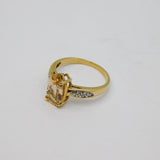 9ct Yellow Gold Pear Cut Morganite & Diamond Dress Ring c1990 Birmingham
