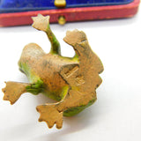 Victorian Cold Painted Vienna Bronze Sitting Frog Figurine Antique c1860