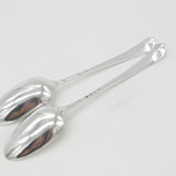Pair Georgian Sterling Silver Hand Crest Tablespoons 1777 London William Cripps