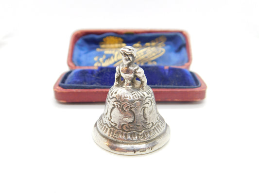 Victorian Sterling Silver Dutch Lady Small Dinner Bell Antique 1900 London