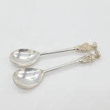 Pair of Sterling Silver Medieval Style Seal Top Teaspoons 1921 Sheffield
