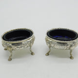 Hester Bateman Georgian Pair Sterling Silver Salt Cellars 1788 Antique London