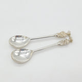 Pair of Sterling Silver Medieval Style Seal Top Teaspoons 1921 Sheffield
