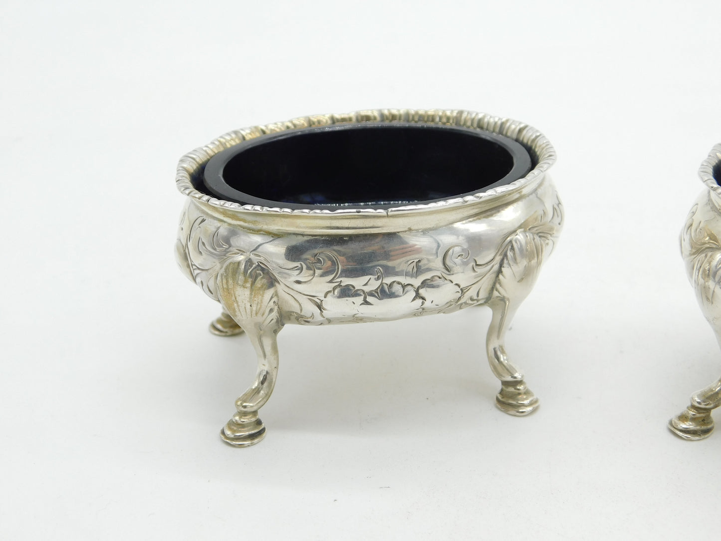 Hester Bateman Georgian Pair Sterling Silver Salt Cellars 1788 Antique London