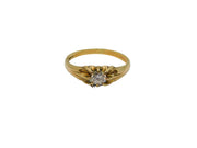 9ct Yellow Gold Spinel Solitaire Gypsy Ring Vintage 1986 Birmingham