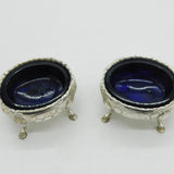 Hester Bateman Georgian Pair Sterling Silver Salt Cellars 1788 Antique London