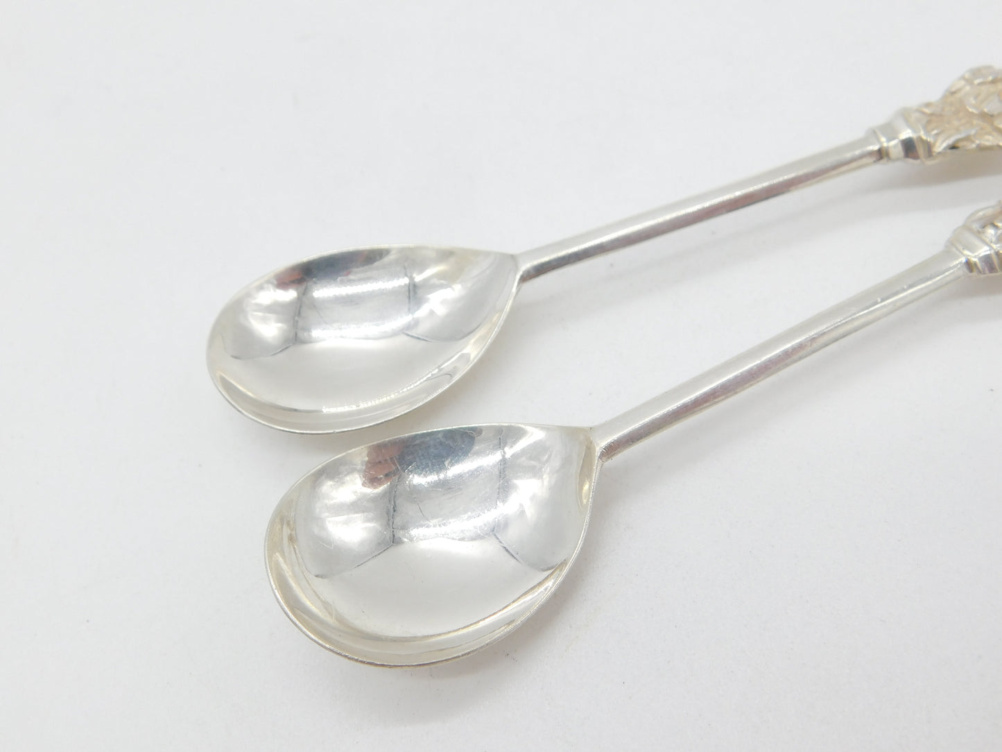 Pair of Sterling Silver Medieval Style Seal Top Teaspoons 1921 Sheffield