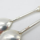 Pair of Sterling Silver Medieval Style Seal Top Teaspoons 1921 Sheffield