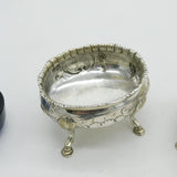 Hester Bateman Georgian Pair Sterling Silver Salt Cellars 1788 Antique London