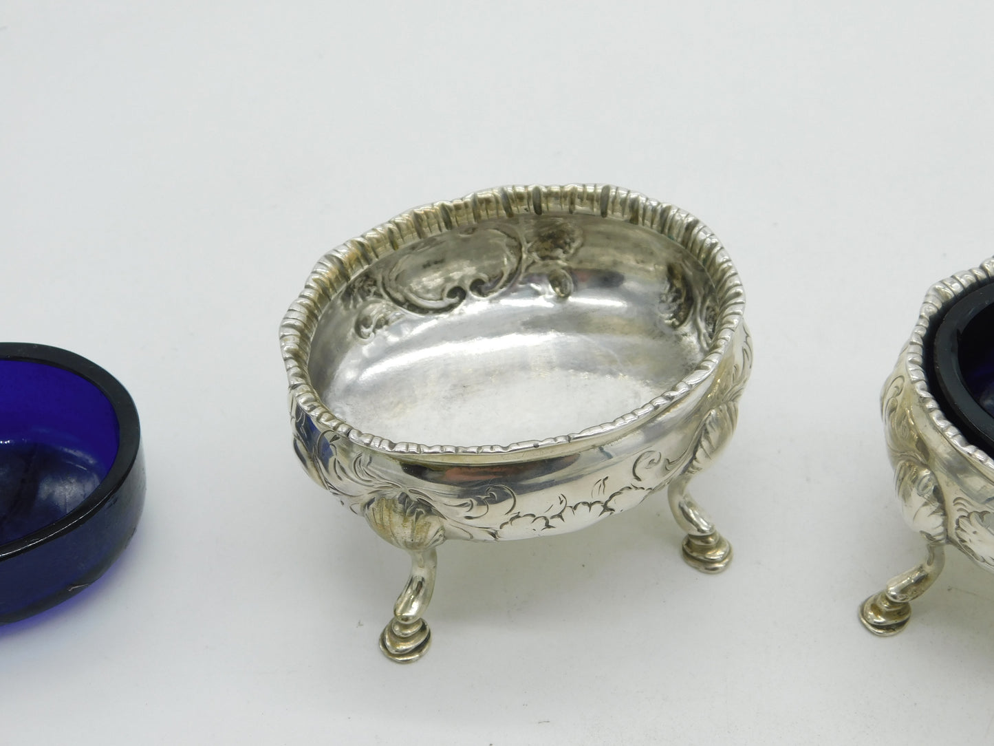 Hester Bateman Georgian Pair Sterling Silver Salt Cellars 1788 Antique London