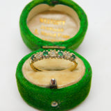 9ct Yellow Gold, Emerald & Diamond Half Eternity Ring Vintage 1993 London