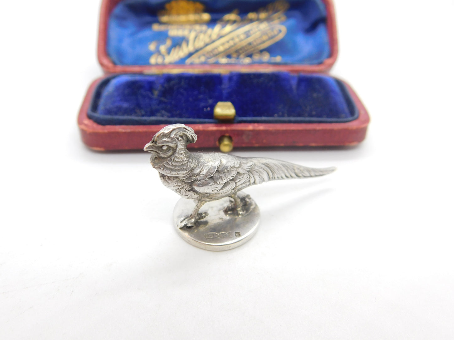 Edwardian Sterling Silver Pheasant Form Seal Stamp Antique 1909 Chester