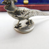 Edwardian Sterling Silver Pheasant Form Seal Stamp Antique 1909 Chester