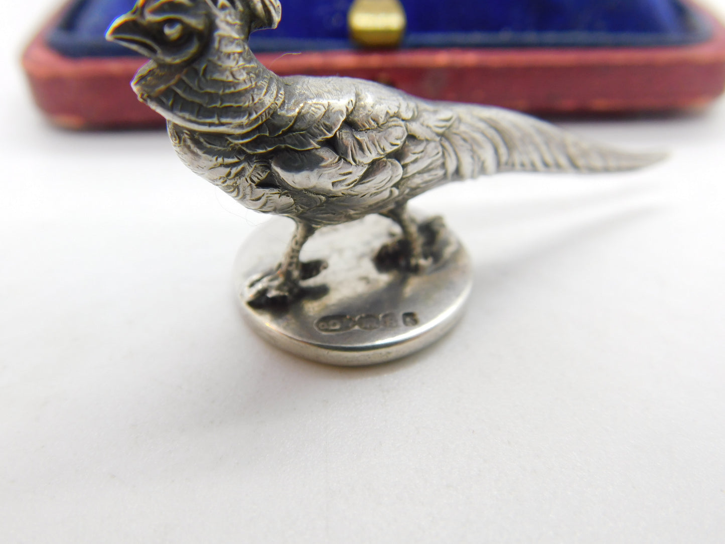 Edwardian Sterling Silver Pheasant Form Seal Stamp Antique 1909 Chester