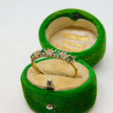 9ct Yellow Gold, Emerald & Diamond Half Eternity Ring Vintage 1993 London