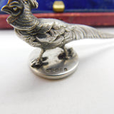Edwardian Sterling Silver Pheasant Form Seal Stamp Antique 1909 Chester