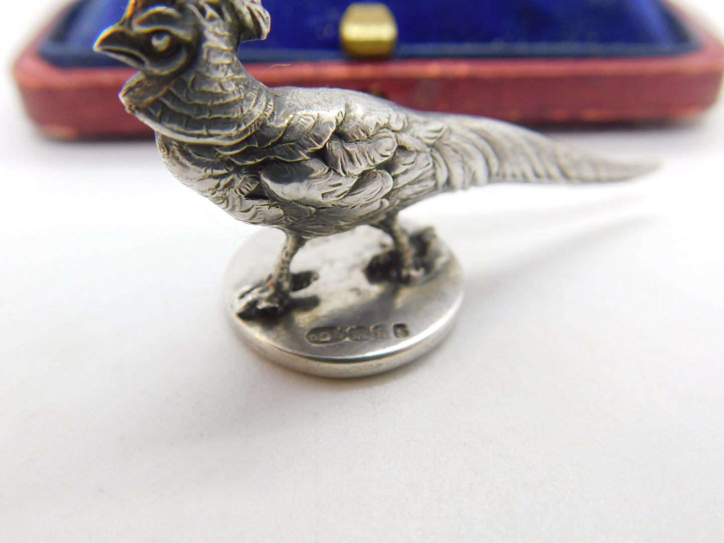 Edwardian Sterling Silver Pheasant Form Seal Stamp Antique 1909 Chester