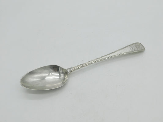 Georgian Beaded Sterling Silver Serving Spoon Lion Crest 1779 London Antique