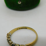 9ct Yellow Gold, Emerald & Diamond Half Eternity Ring Vintage 1993 London
