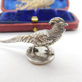 Edwardian Sterling Silver Pheasant Form Seal Stamp Antique 1909 Chester
