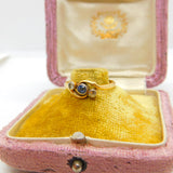 Victorian 18ct Gold, 0.1ct Diamond & Sapphire Crossover Ring Antique c1900