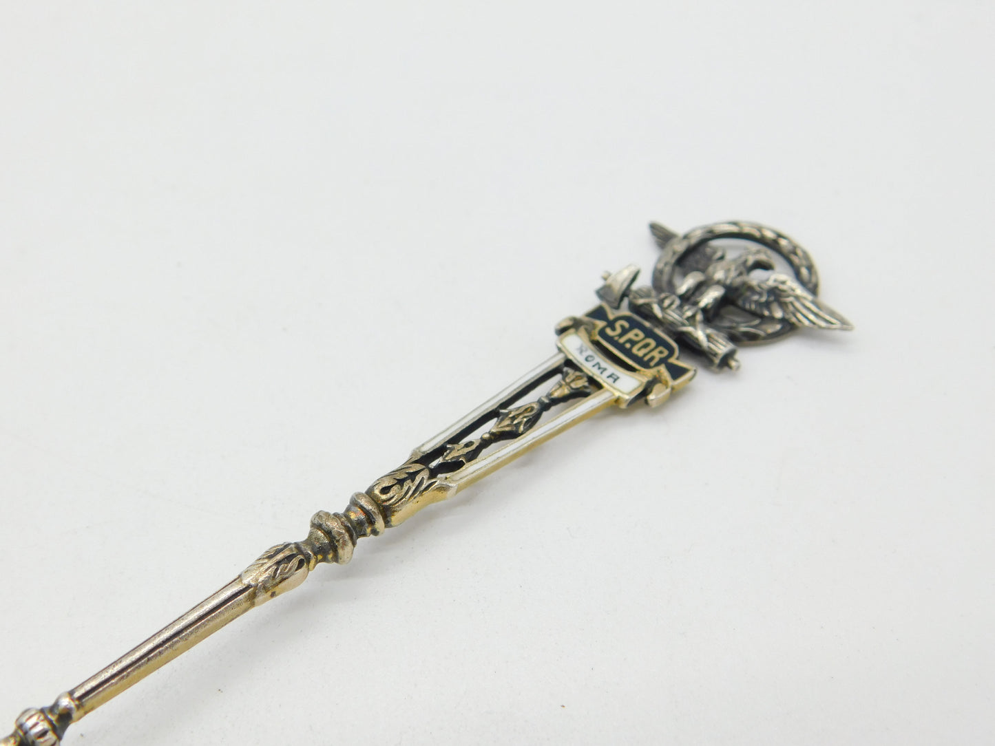 Sterling Silver Enamel St. Angelo Rome Souvenir Spoon Antique c1920