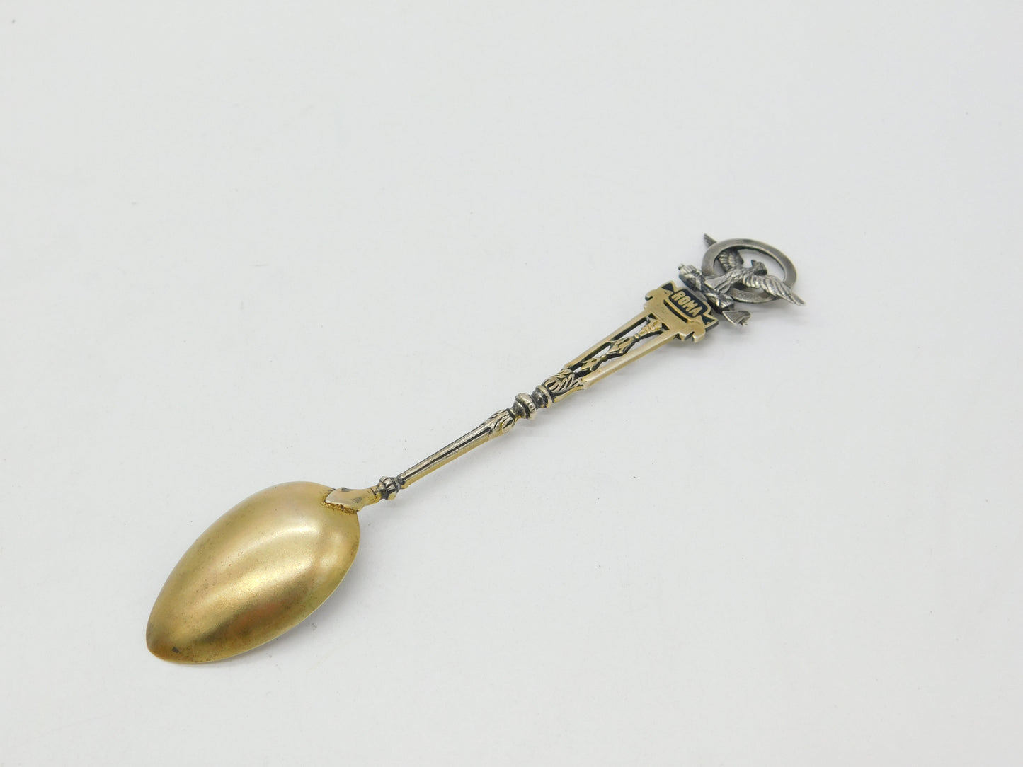 Sterling Silver Enamel St. Angelo Rome Souvenir Spoon Antique c1920