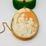 Victorian 9ct Gold Carved Shell Cameo Cupid & Aphrodite Antique c1880